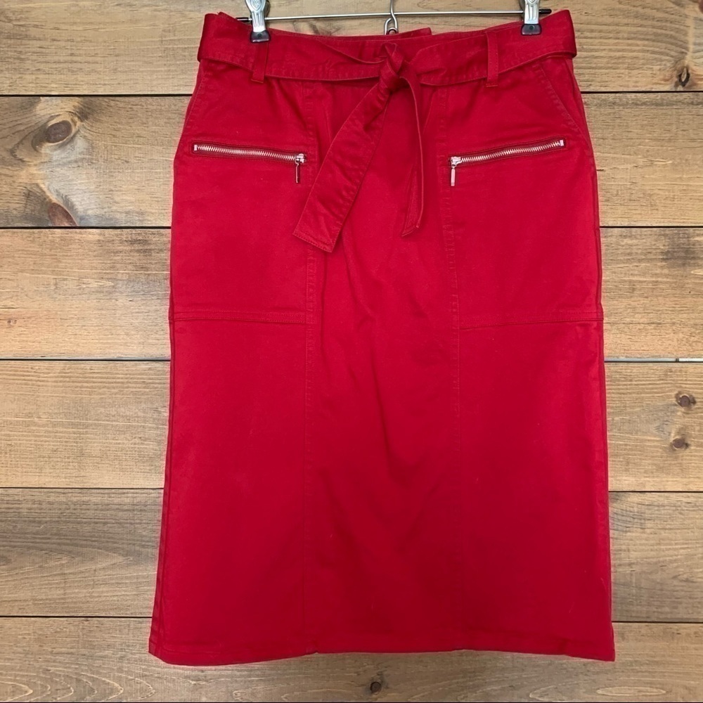 SHAPE FX red tie belt shapewear slimming pencil skirt